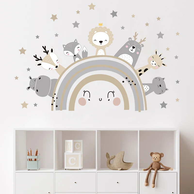 Cartoon Cute Animals on the Ra - Baby Nursery Wallpaper recensione e prezzo