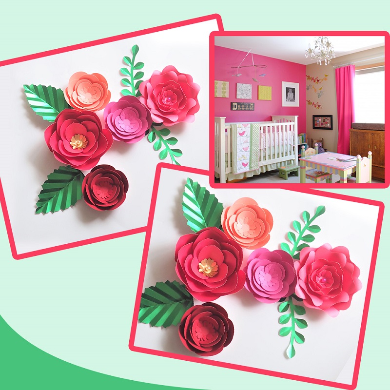 DIY Paper Flowers Leaves Nurse - Baby Nursery Wallpaper Girl recensione e prezzo