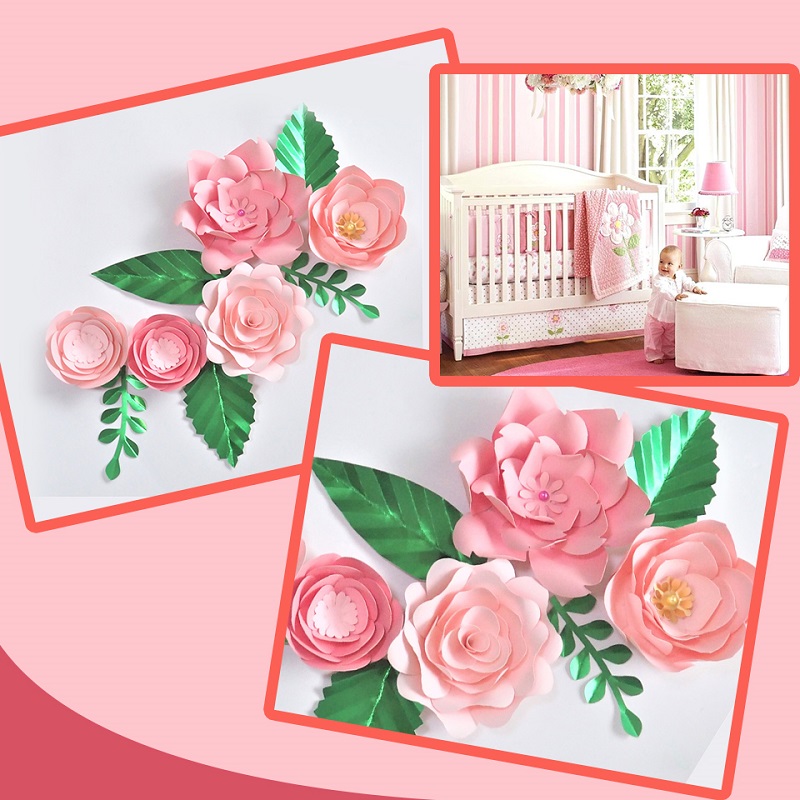 DIY Paper Flowers Leaves Nurse - Baby Nursery Wallpaper Girl recensione e prezzo