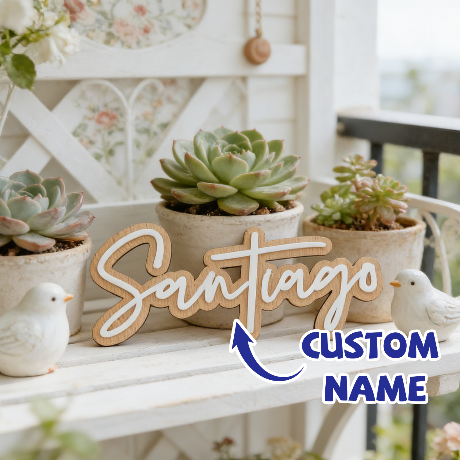 1Pc Custom Name Cute White Woo - Baby Nursery Diy recensione e prezzo