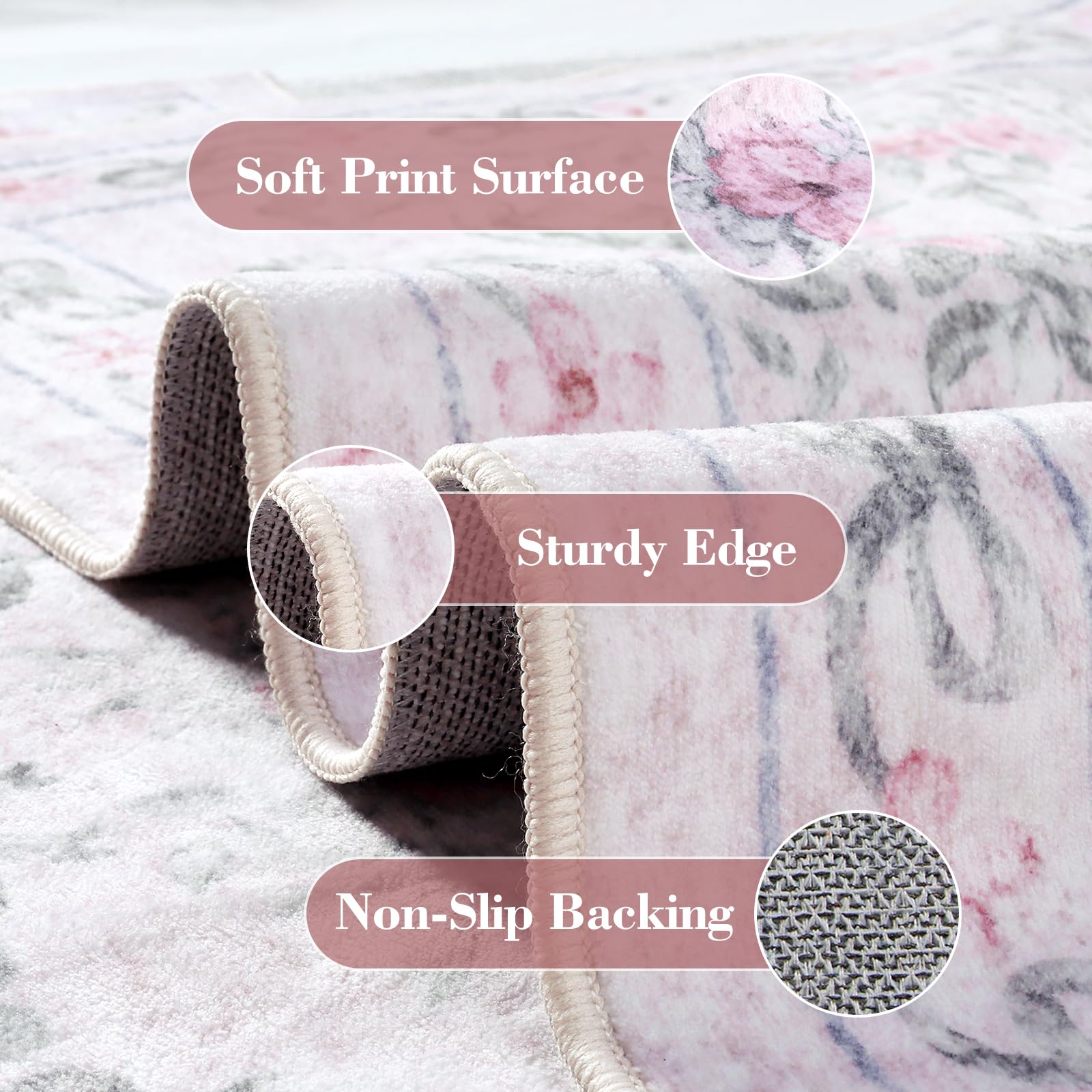 Floral Bow Rug for Girls Bedro - Baby Nursery Carpet recensione e prezzo