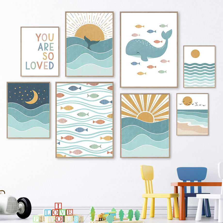 (2D canvas painting)  Fish Wha - Baby Nursery Quotes Wall Art recensione e prezzo
