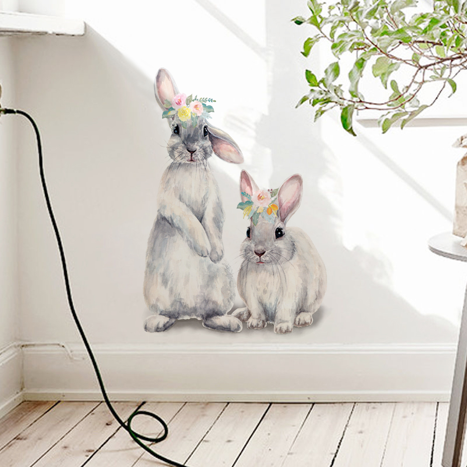 Watercolor Grey Baby Rabbits F - Baby Nursery Wallpaper Girl recensione e prezzo