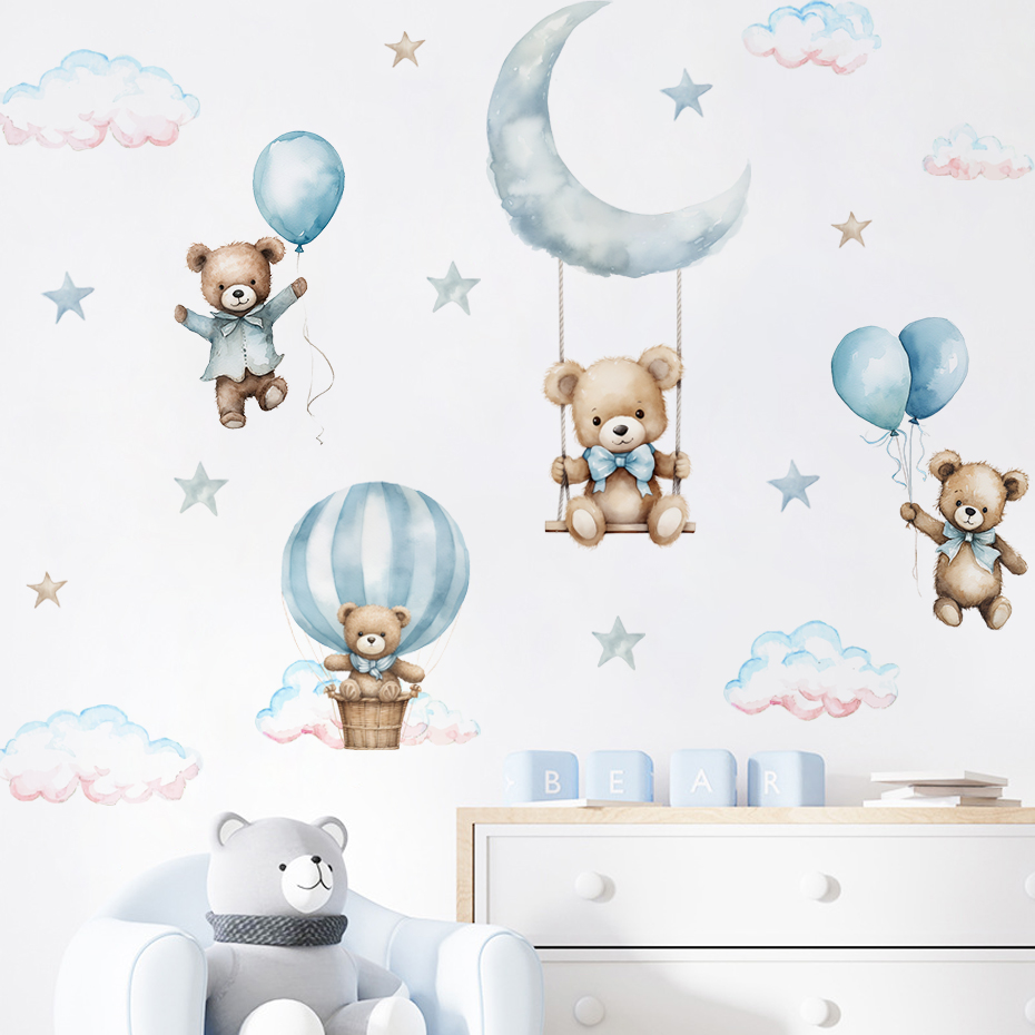 Watercolor Bear Hot Air Balloo - Baby Nursery Set Furniture recensione e prezzo