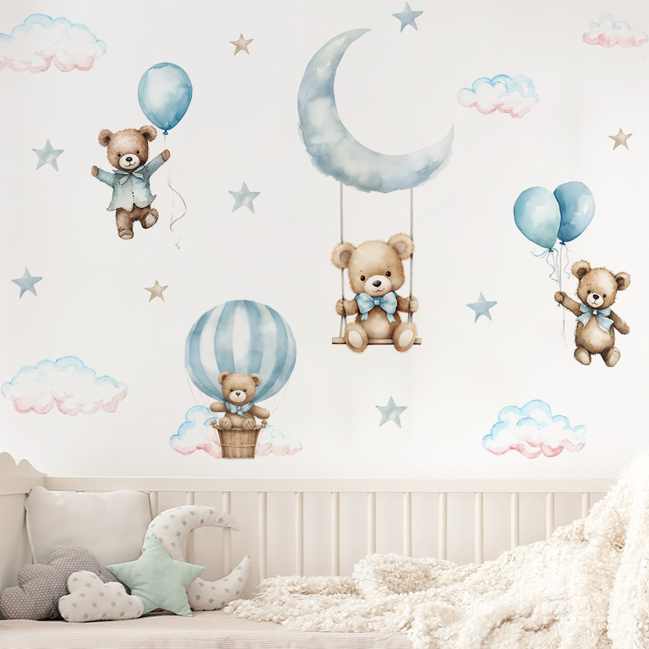 Watercolor Bear Hot Air Balloo - Baby Nursery Set Furniture recensione e prezzo