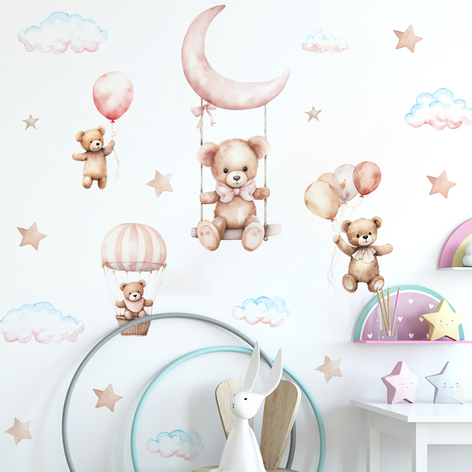 Watercolor Bear Hot Air Balloo - Baby Nursery Set Furniture recensione e prezzo