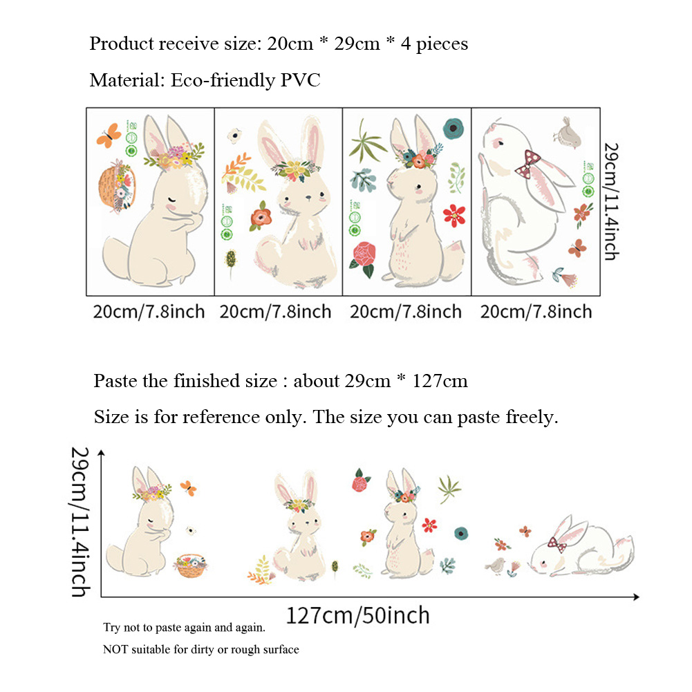 Cartoon Bunny Wall Stickers Ki - Baby Nursery Wallpaper recensione e prezzo