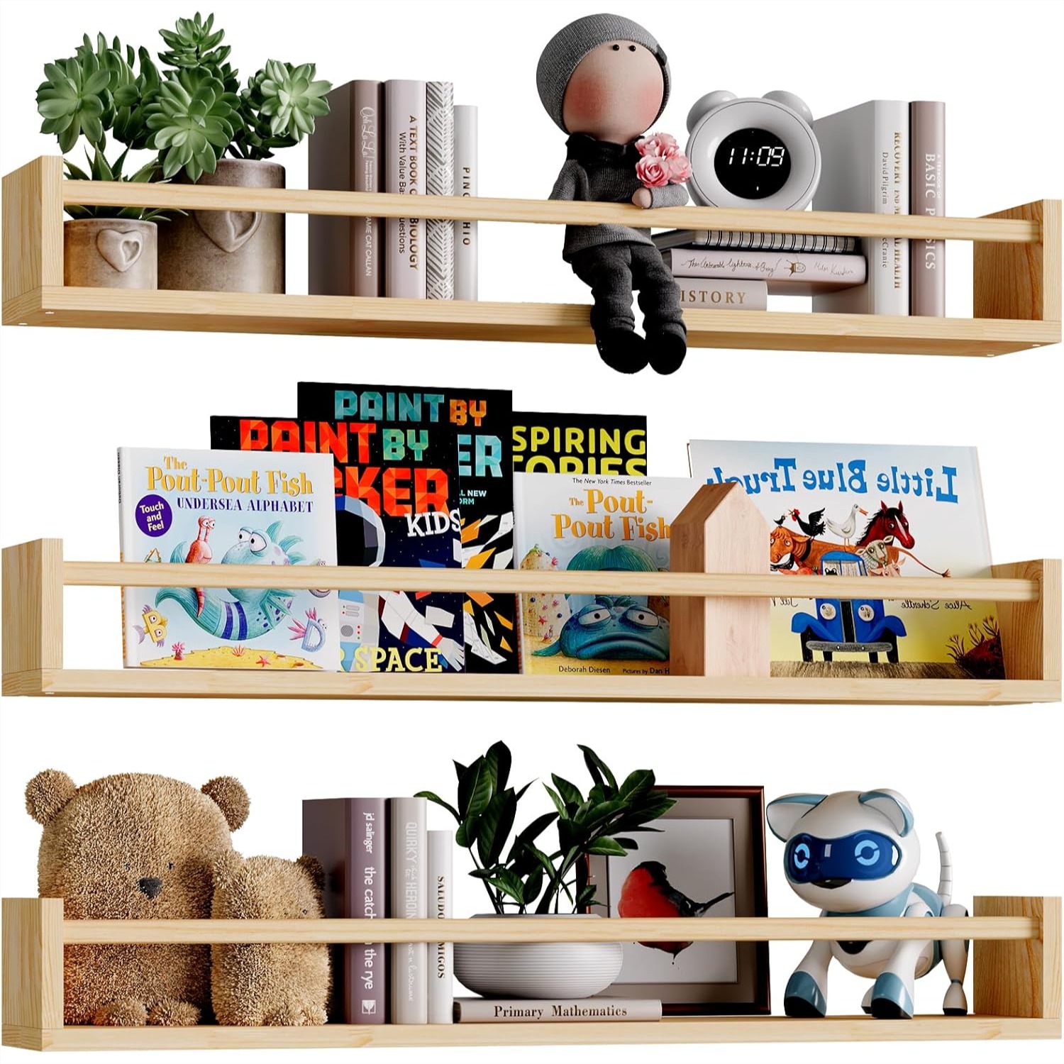 23.6 Inch Floating Bookshelves - Baby Nursery Floating Shelves recensione e prezzo