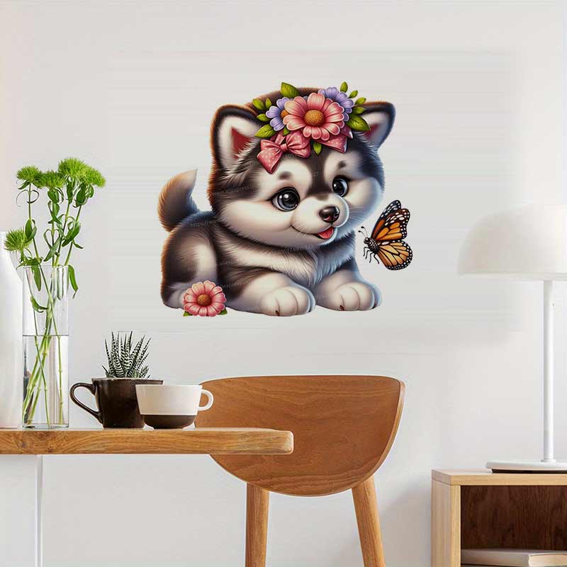 Flower and Dog Wall Sticker Ba - Baby Nursery Wallpaper recensione e prezzo