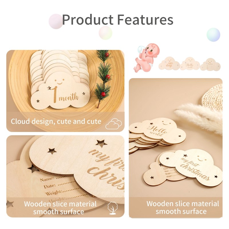 8pcs/set Wooden Baby Milestone - Baby Nursery Set recensione e prezzo