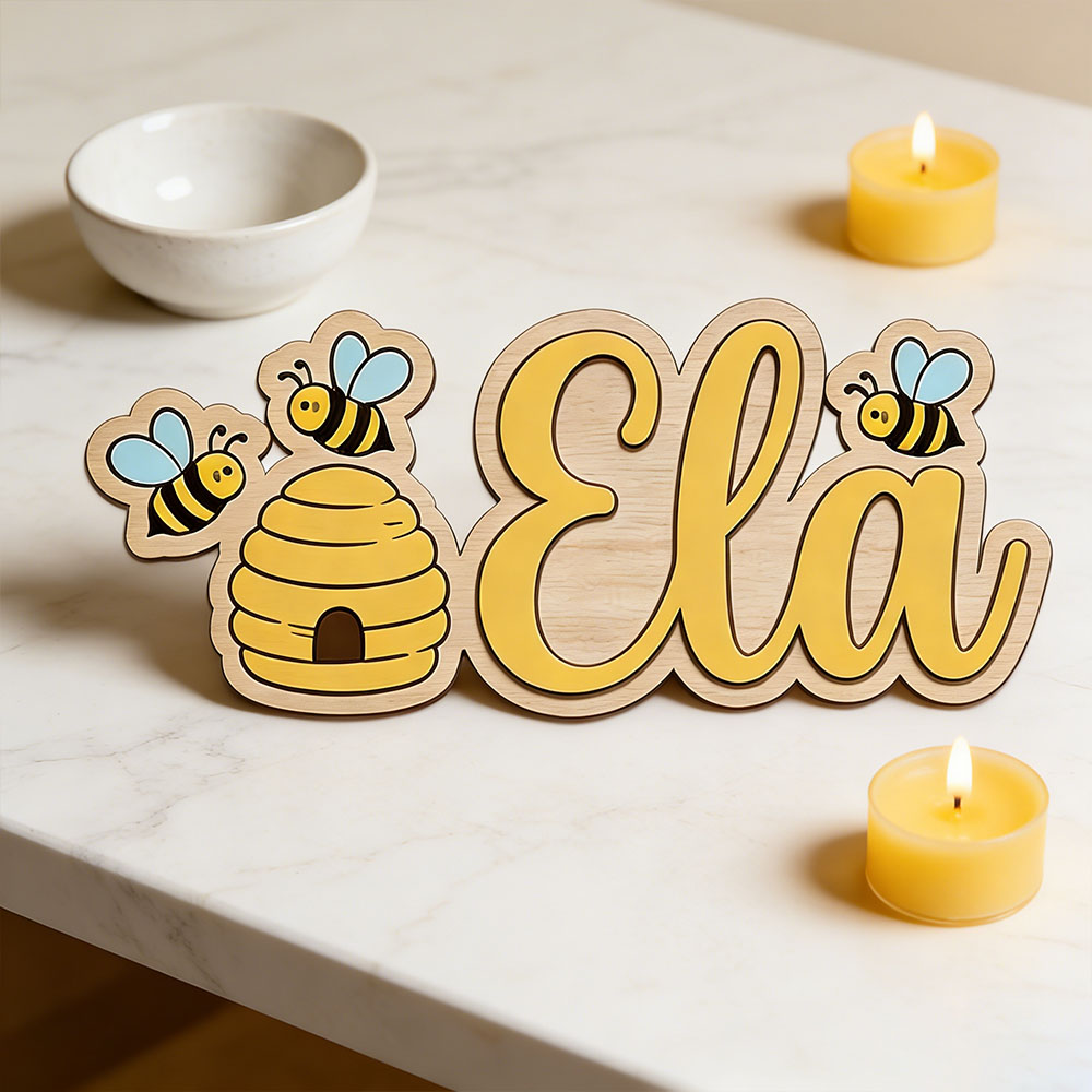 Personalized Cute Bee Hive Nam - Baby Nursery Name Sign recensione e prezzo