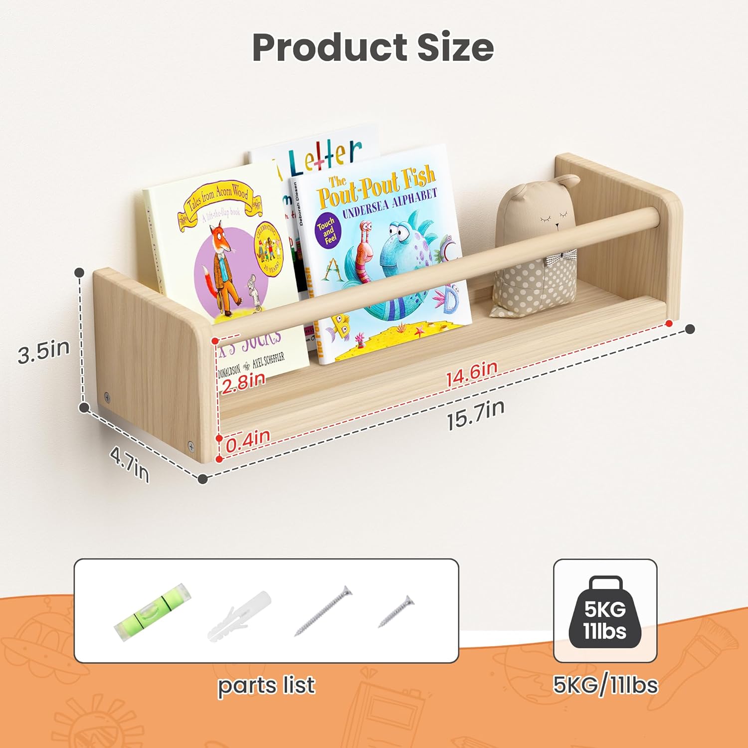 2 Pack 15.7 Inch Floating Book - Baby Nursery Floating Shelves recensione e prezzo