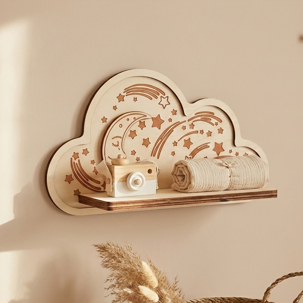 Wooden Cloud Wall Shelf Star M - Baby Nursery Floating Shelves recensione e prezzo