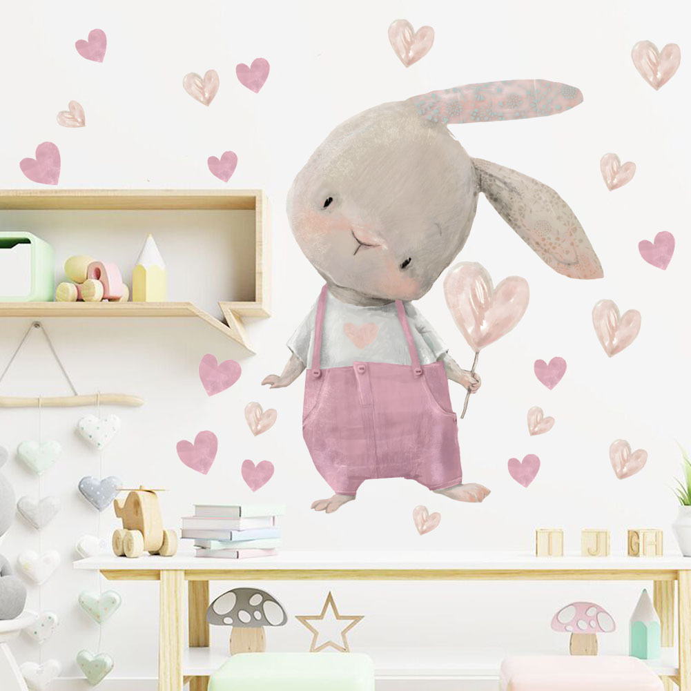 Cute Bunny Hearts Wall Sticker - Baby Nursery Wallpaper Girl recensione e prezzo