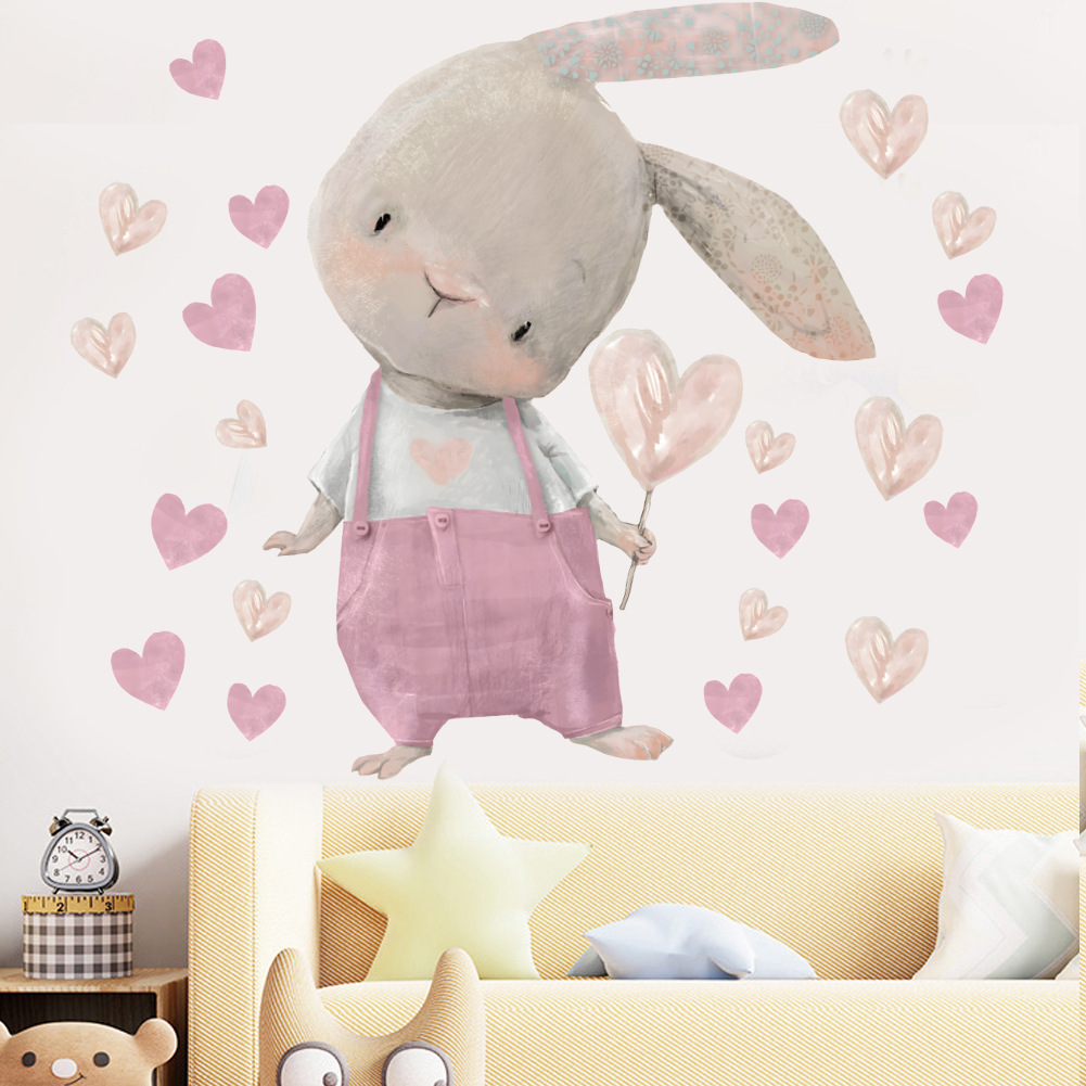 Cute Bunny Hearts Wall Sticker - Baby Nursery Wallpaper Girl recensione e prezzo