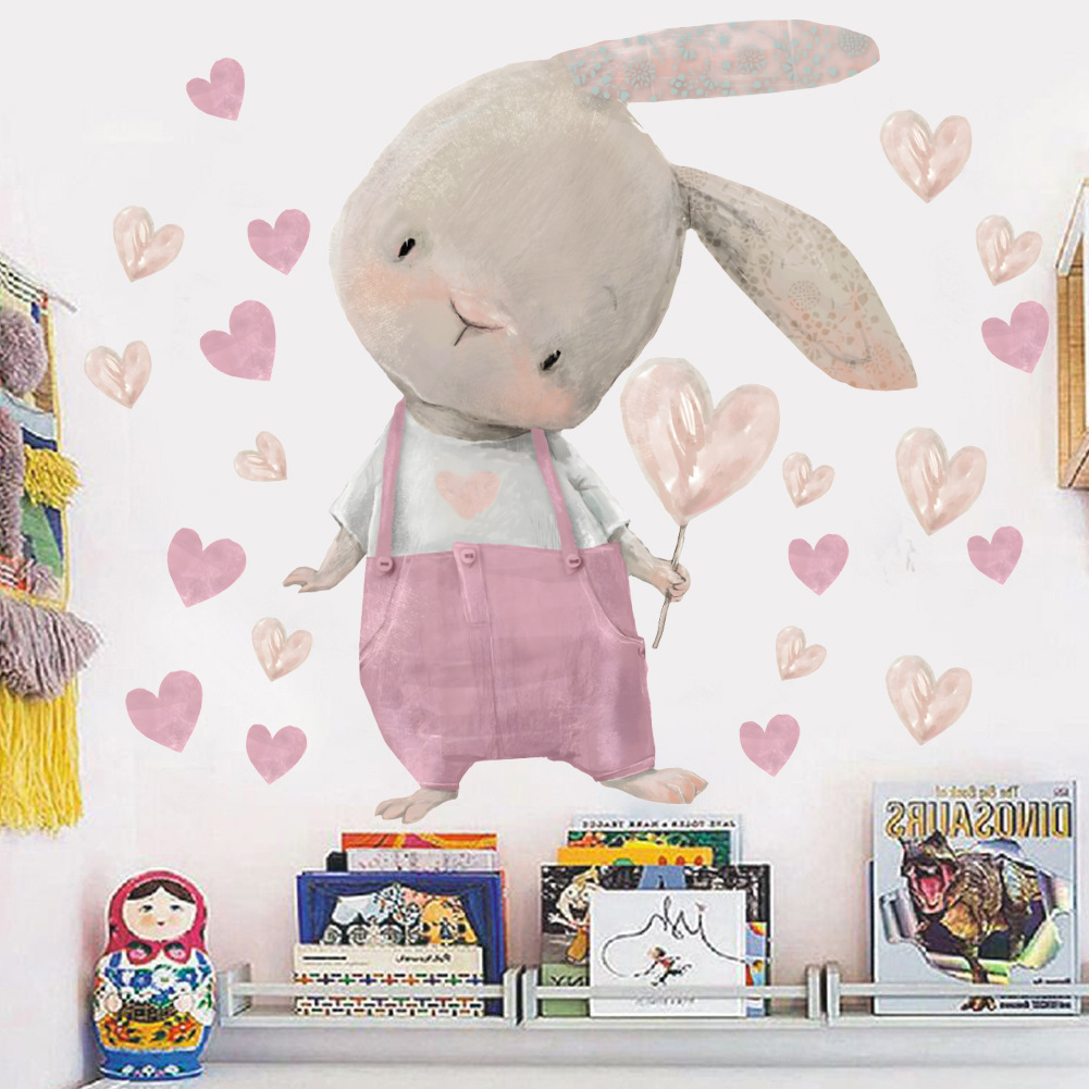 Cute Bunny Hearts Wall Sticker - Baby Nursery Wallpaper Girl recensione e prezzo