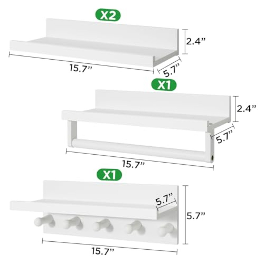 Set of Four Floating Book Shel - Baby Nursery Floating Shelves recensione e prezzo