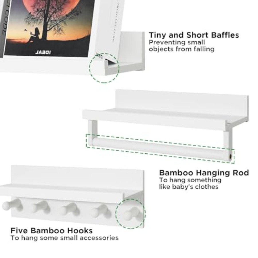 Set of Four Floating Book Shel - Baby Nursery Floating Shelves recensione e prezzo