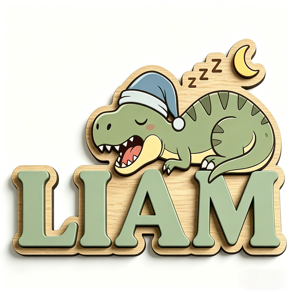 Personalized Sleepy Dinosaur N - Baby Nursery Name Sign recensione e prezzo