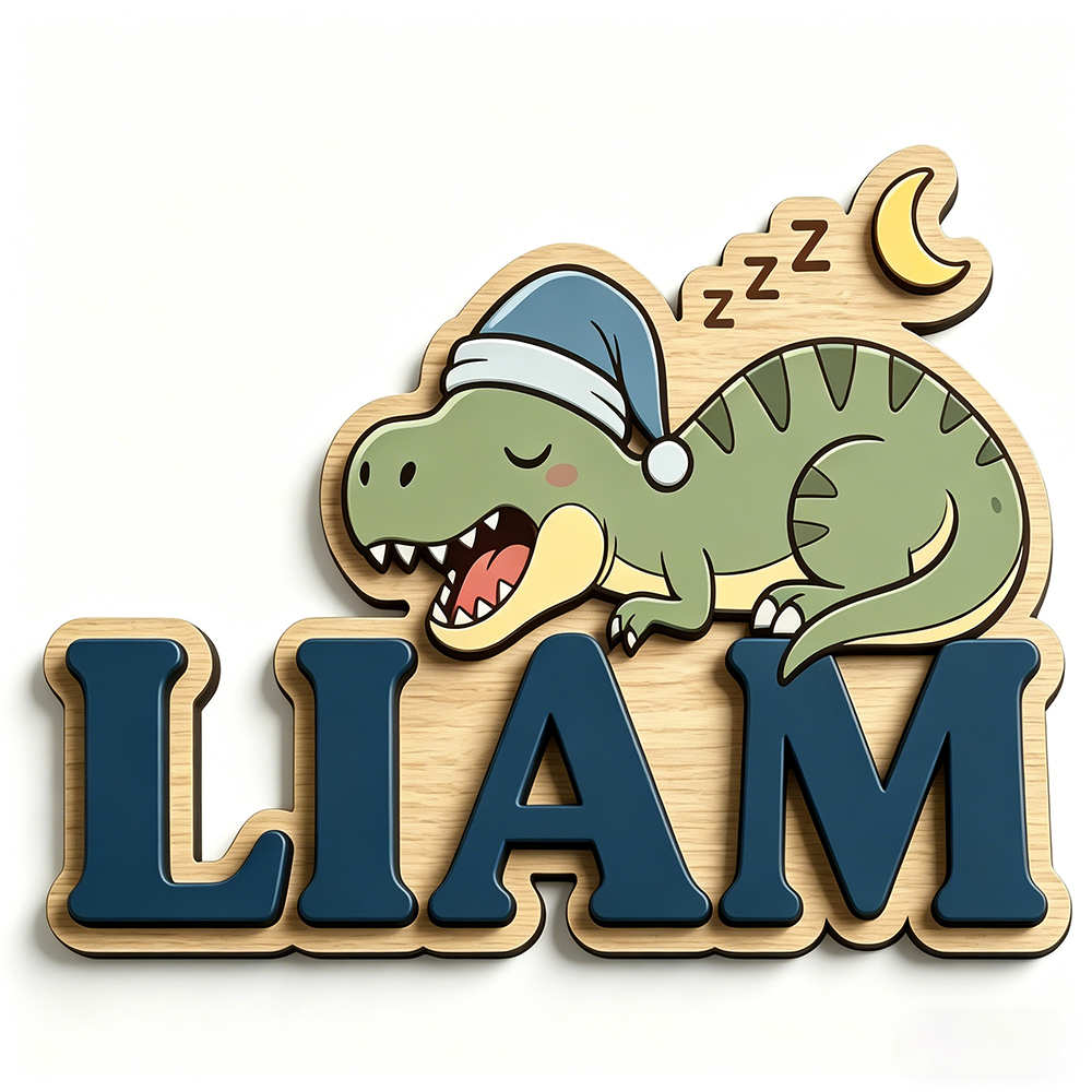 Personalized Sleepy Dinosaur N - Baby Nursery Name Sign recensione e prezzo