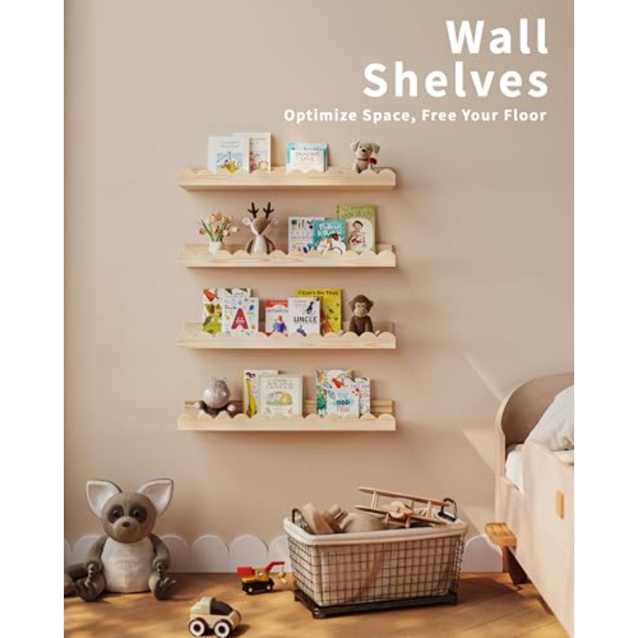 Nursery Book Shelves, 4-Pack F - Baby Nursery Floating Shelves recensione e prezzo