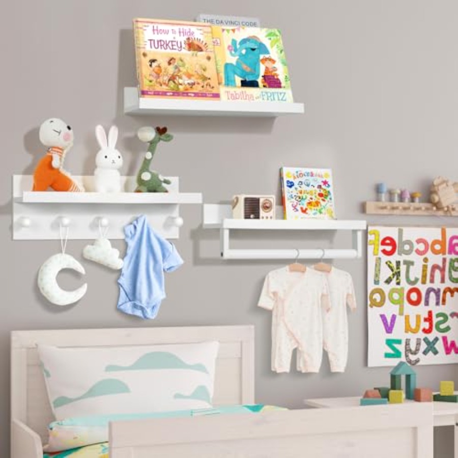 Set of Four Floating Book Shel - Baby Nursery Floating Shelves recensione e prezzo