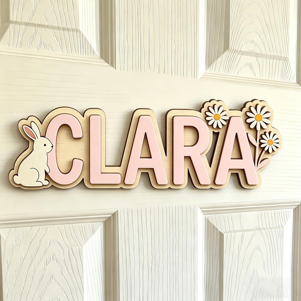 Custom Bunny & Daisy Kids Name - Baby Nursery Usa recensione e prezzo
