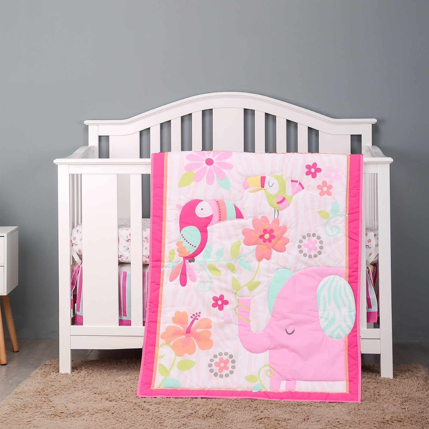 Pink Elephant Cot Baby Bedding - Baby Nursery Bedding recensione e prezzo