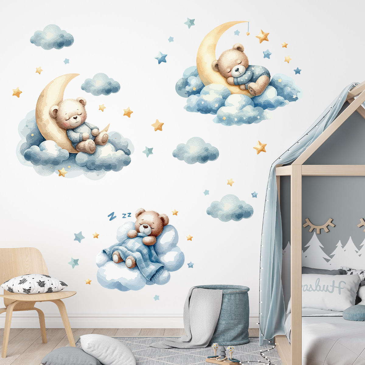 Watercolor Bear Sleep Moon Clo - Baby Nursery Set Furniture recensione e prezzo