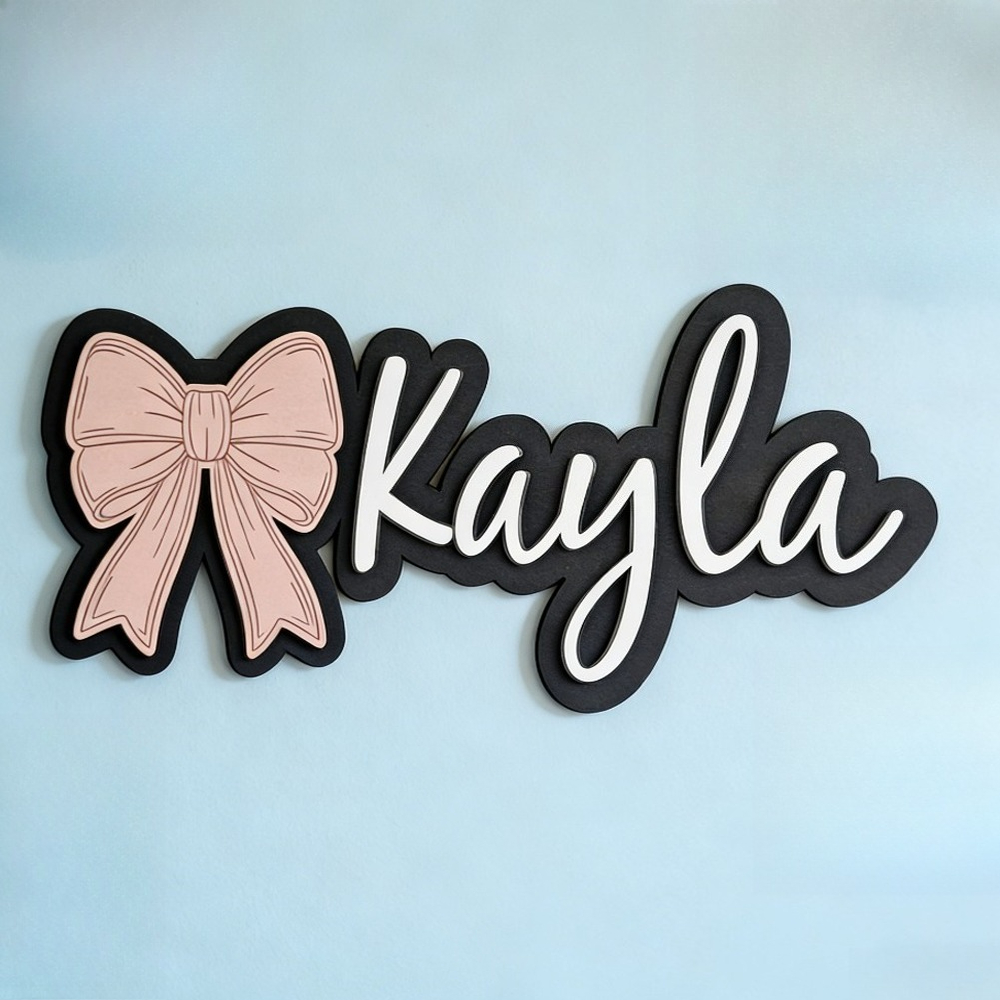 Customizable Bow-Shaped Wooden - Baby Nursery Name Sign recensione e prezzo