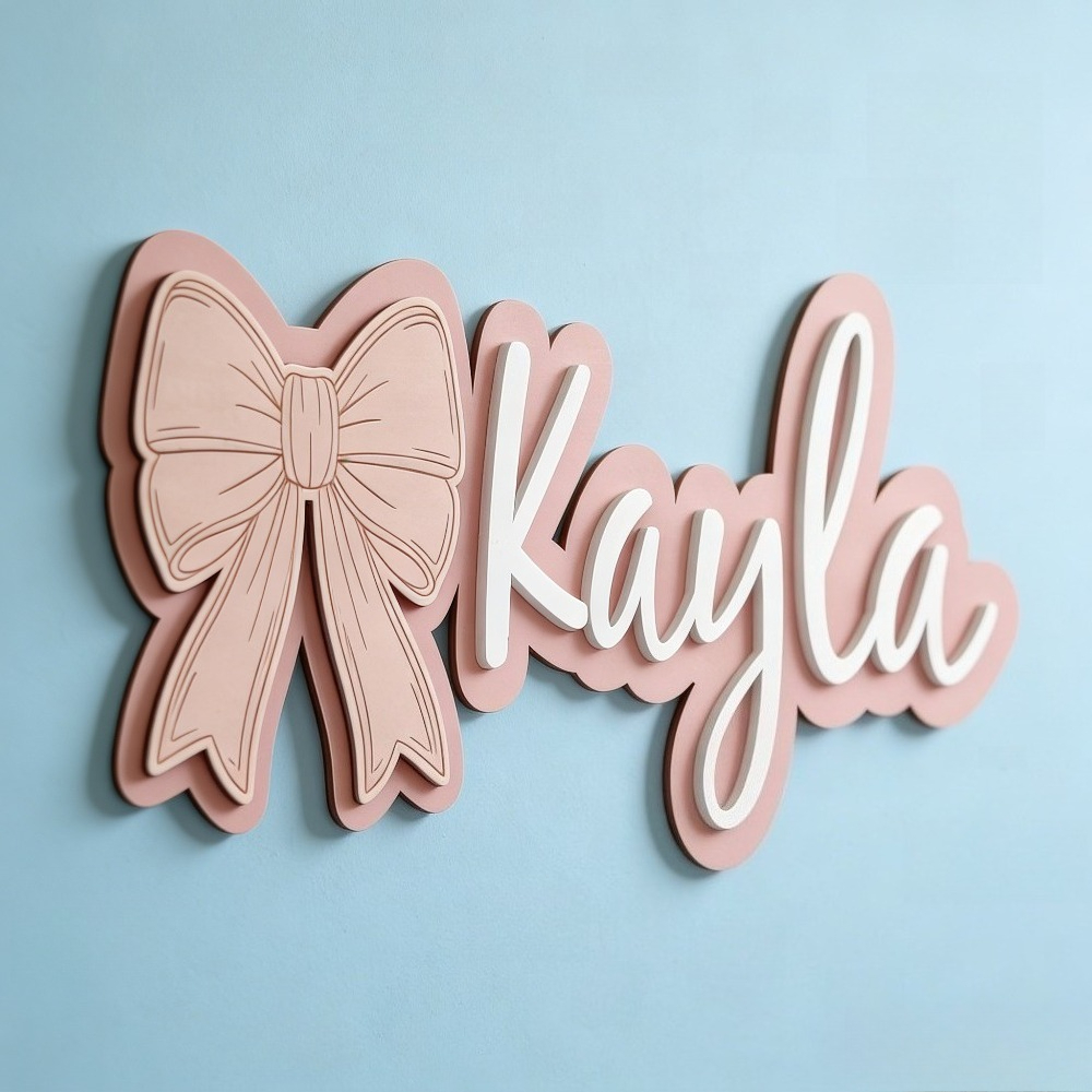 Customizable Bow-Shaped Wooden - Baby Nursery Name Sign recensione e prezzo