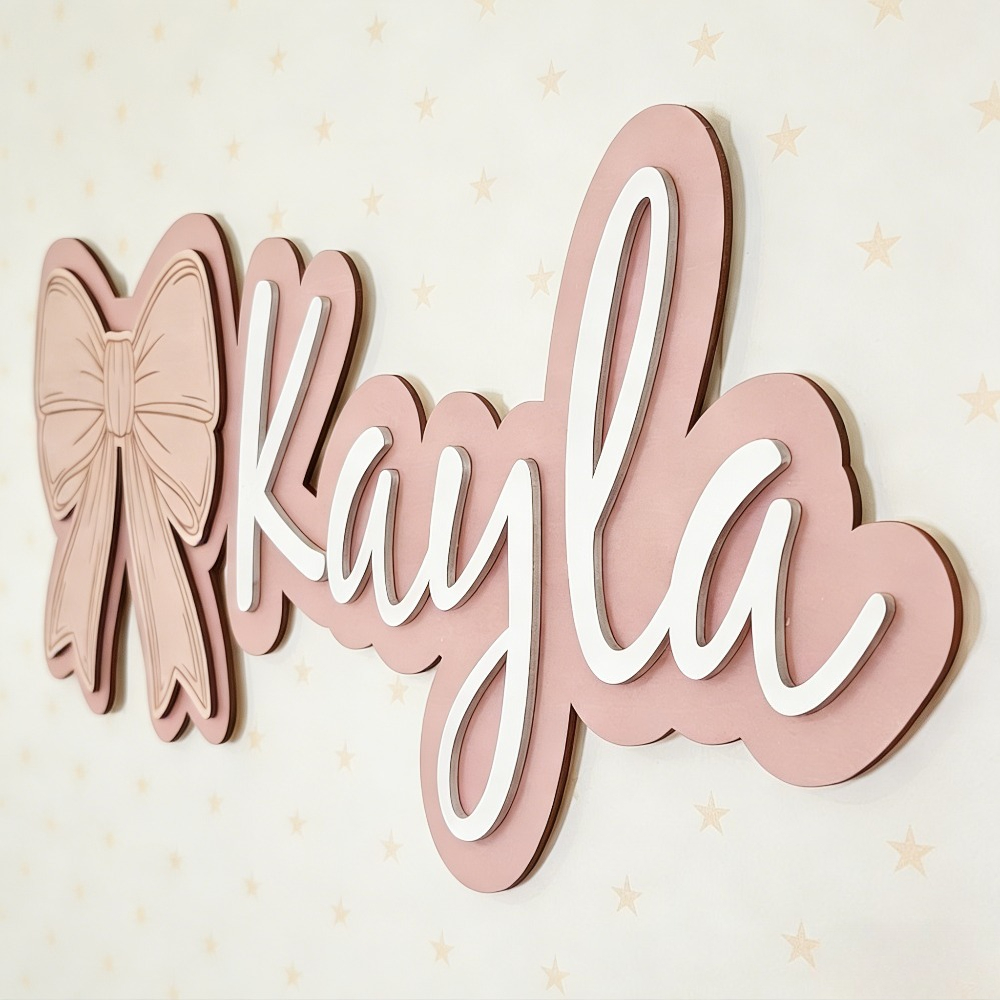 Customizable Bow-Shaped Wooden - Baby Nursery Name Sign recensione e prezzo