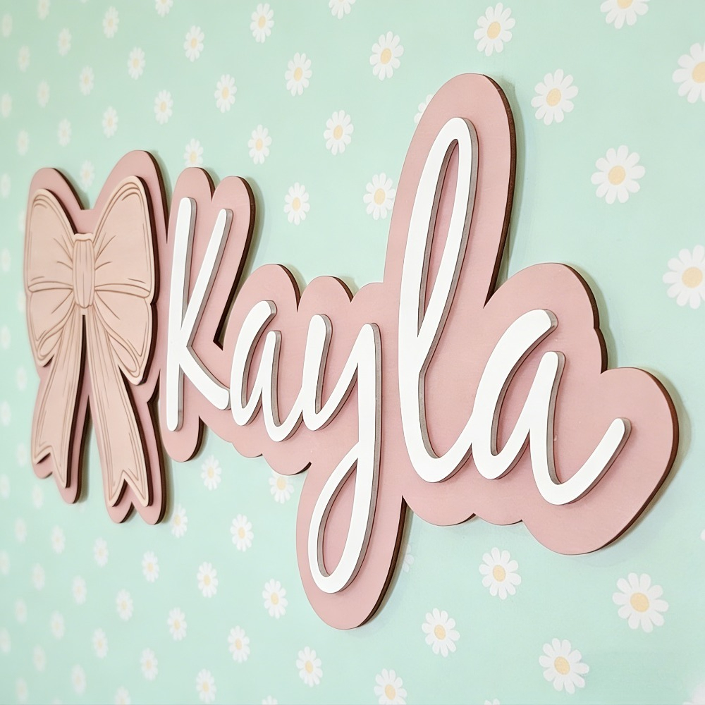 Customizable Bow-Shaped Wooden - Baby Nursery Name Sign recensione e prezzo