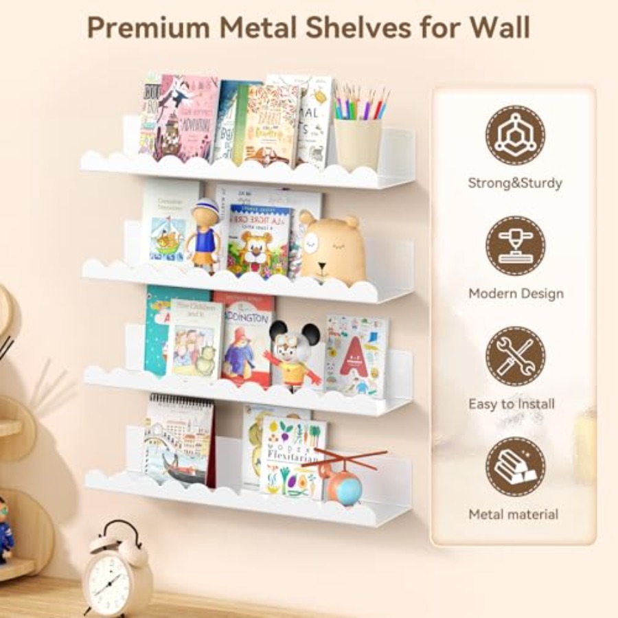 Nursery Book Shelves 17 Inch M - Baby Nursery Floating Shelves recensione e prezzo