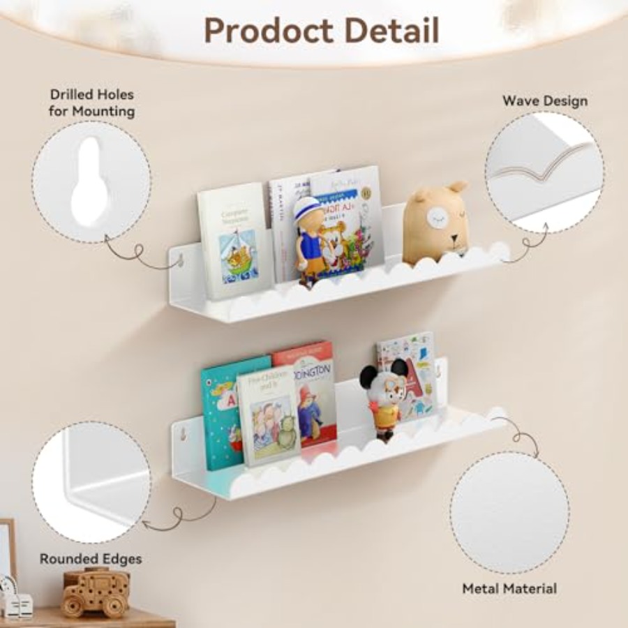 Nursery Book Shelves 17 Inch M - Baby Nursery Floating Shelves recensione e prezzo