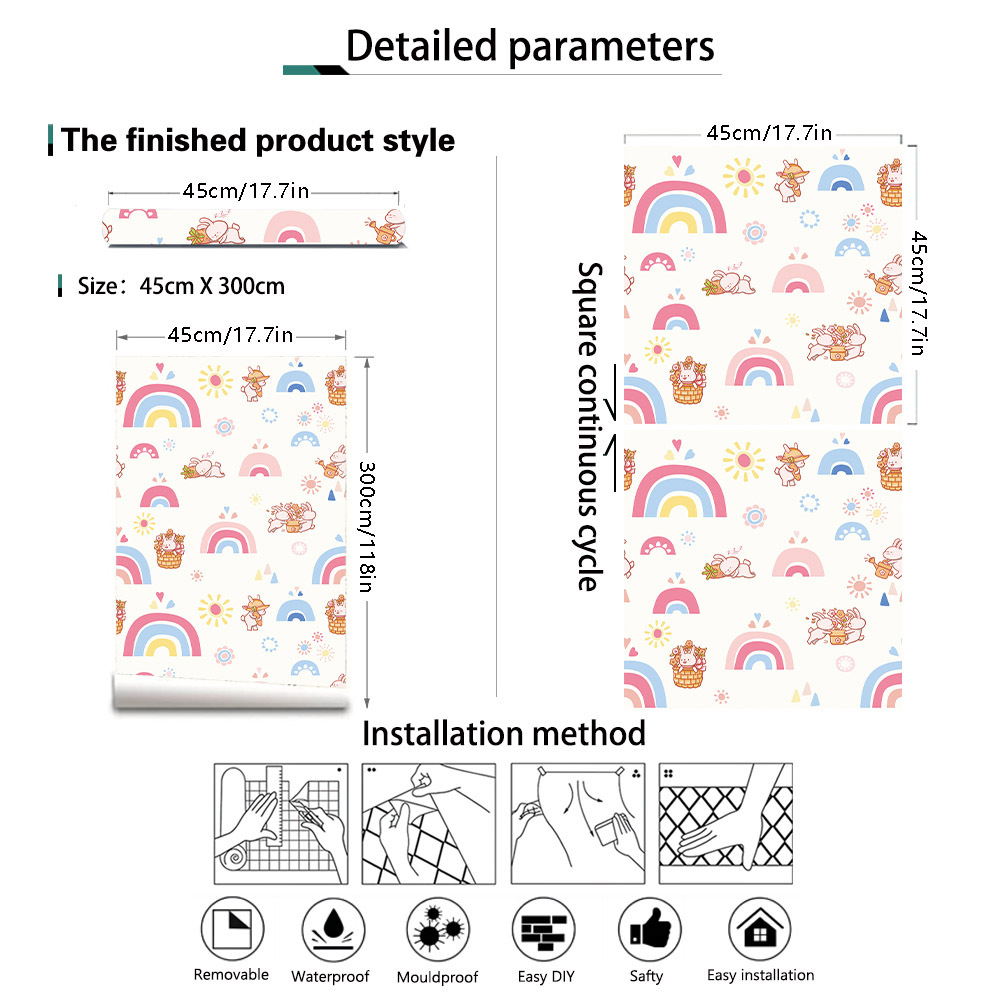 Boho Rainbow Kids Stick and Pe - Baby Nursery Wallpaper Girl recensione e prezzo