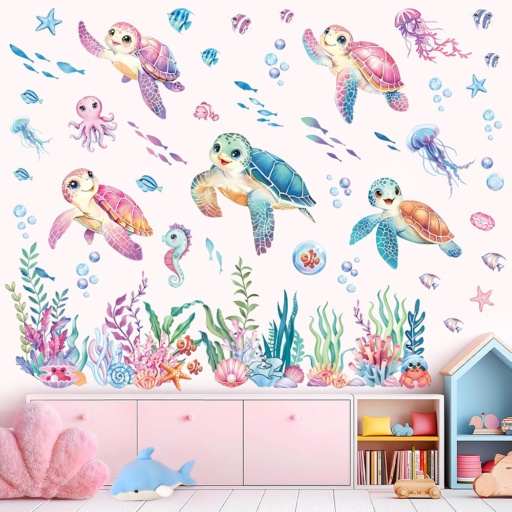 Large Pink Sea Turtles Ocean W - Baby Nursery Set Furniture recensione e prezzo