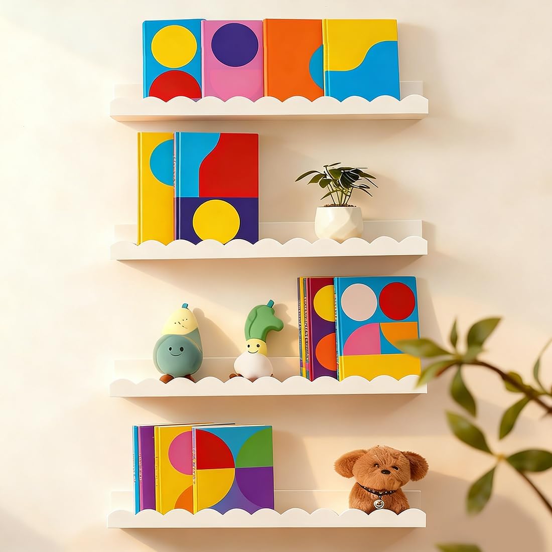 Nursery Book Shelves, Set of 4 - Baby Nursery Floating Shelves recensione e prezzo