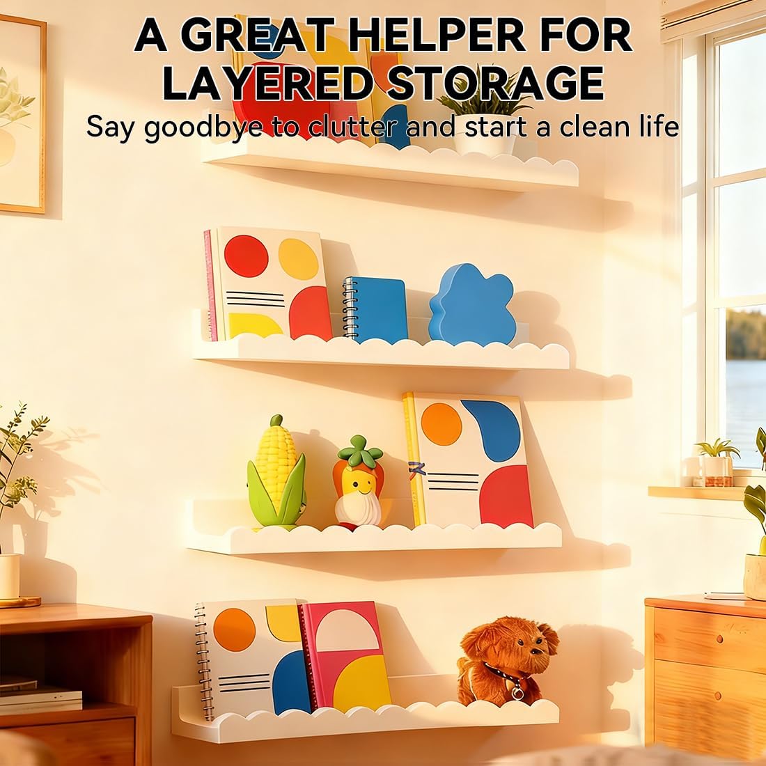 Nursery Book Shelves, Set of 4 - Baby Nursery Floating Shelves recensione e prezzo