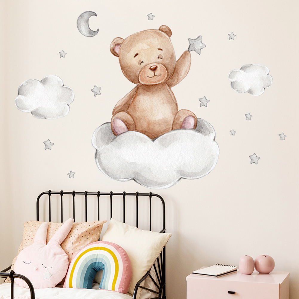 Bear Moon Clouds Stars Wall St - Baby Nursery Wallpaper recensione e prezzo