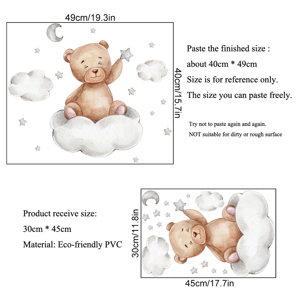Bear Moon Clouds Stars Wall St - Baby Nursery Wallpaper recensione e prezzo