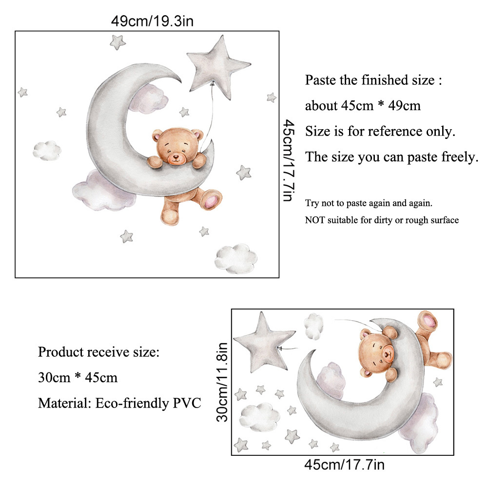 Bear Moon Clouds Stars Wall St - Baby Nursery Wallpaper recensione e prezzo
