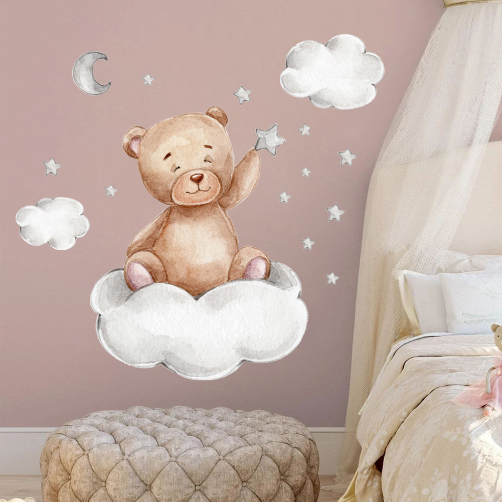 Bear Moon Clouds Stars Wall St - Baby Nursery Wallpaper recensione e prezzo