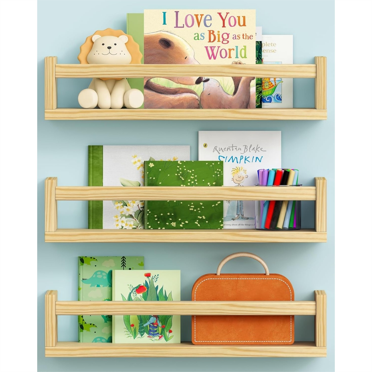 Natural Wood Floating Nursery  - Baby Nursery Floating Shelves recensione e prezzo