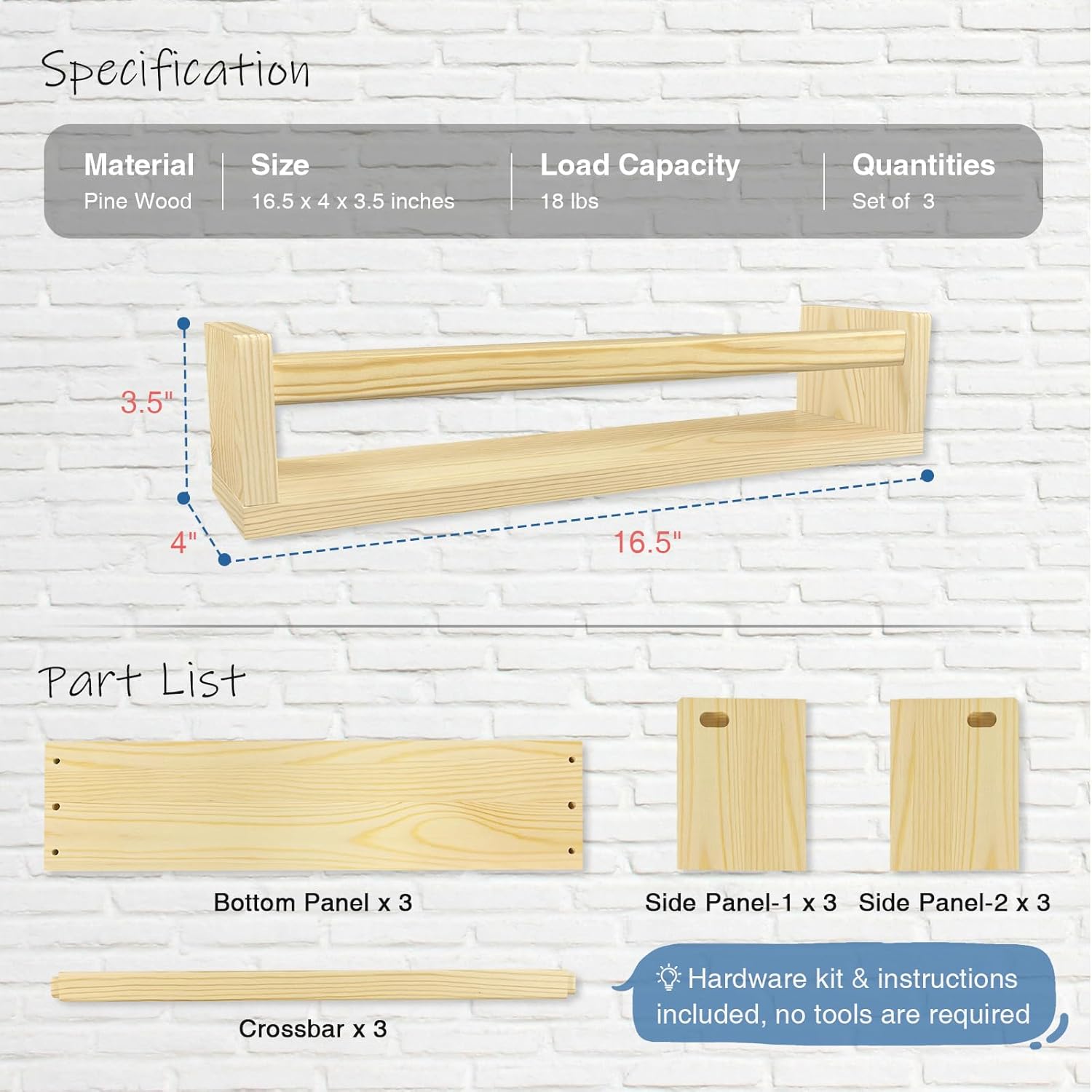 Natural Wood Floating Nursery  - Baby Nursery Floating Shelves recensione e prezzo
