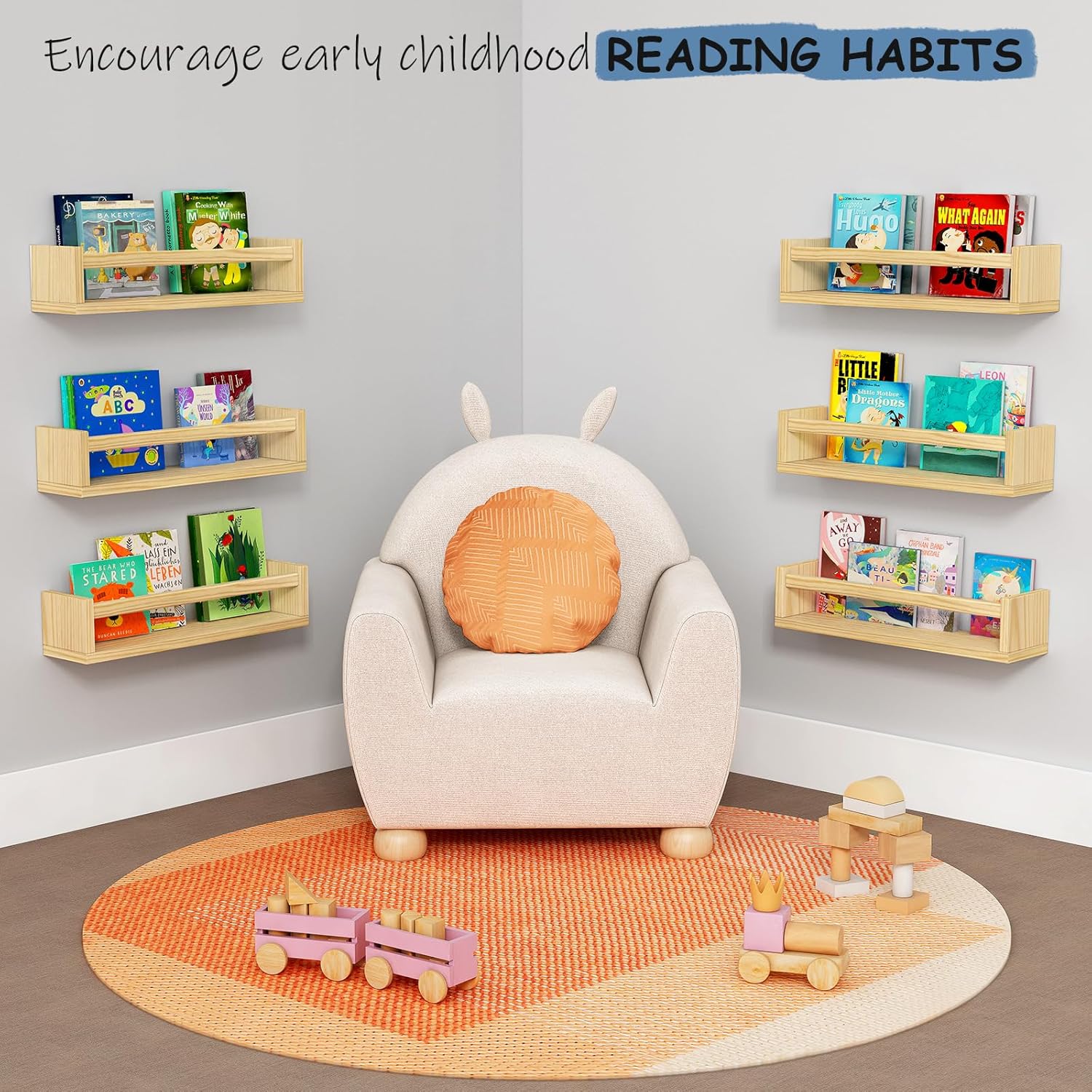 Natural Wood Floating Nursery  - Baby Nursery Floating Shelves recensione e prezzo