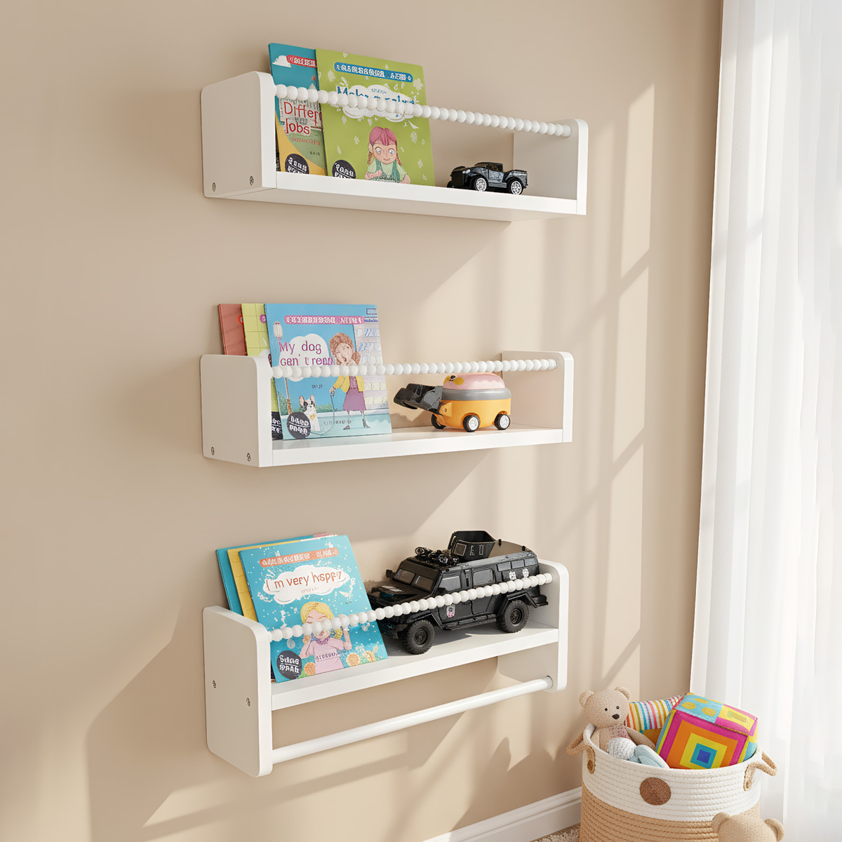 Wood Nursery Book Shelves, 15. - Baby Nursery Floating Shelves recensione e prezzo