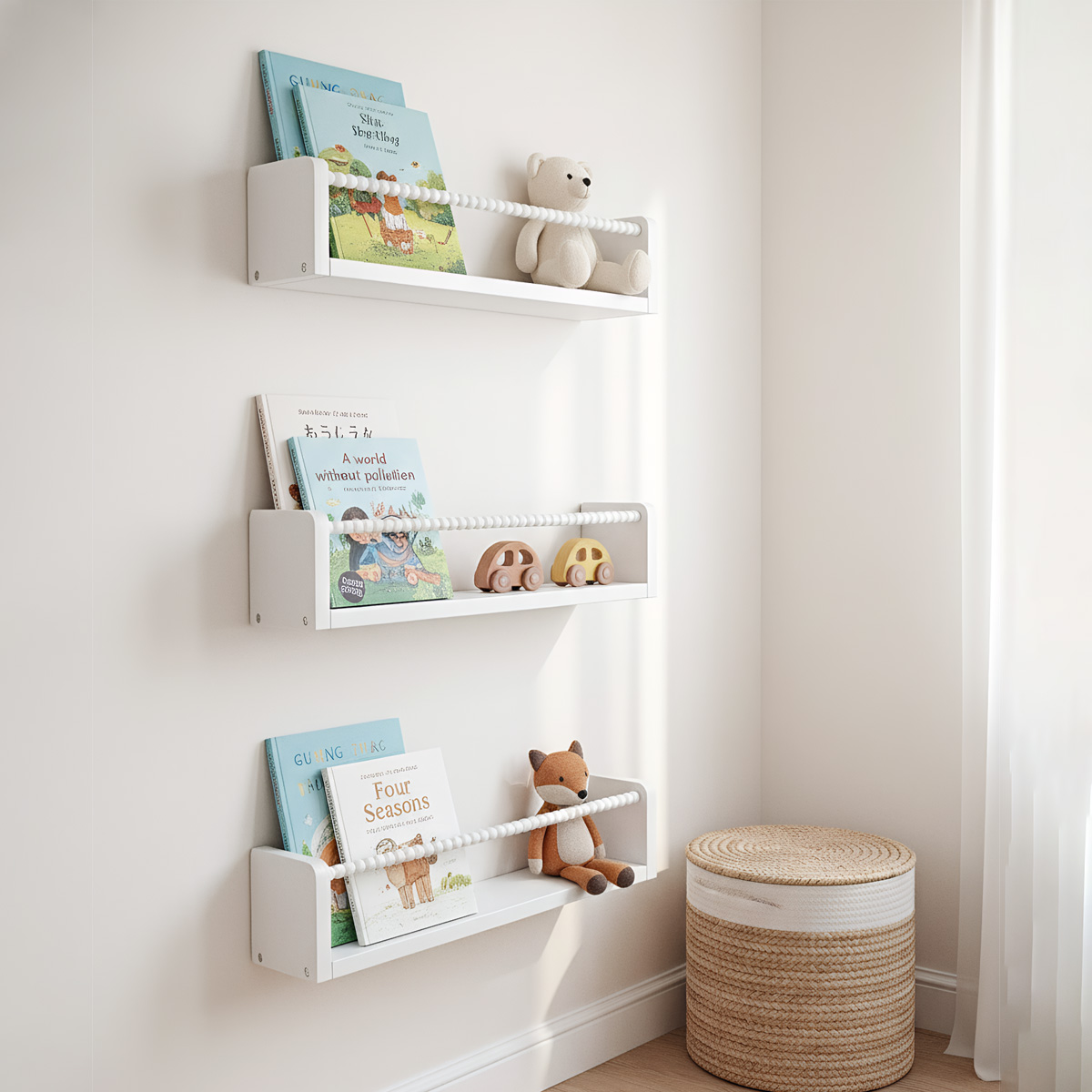 Wood Nursery Book Shelves, 15. - Baby Nursery Floating Shelves recensione e prezzo