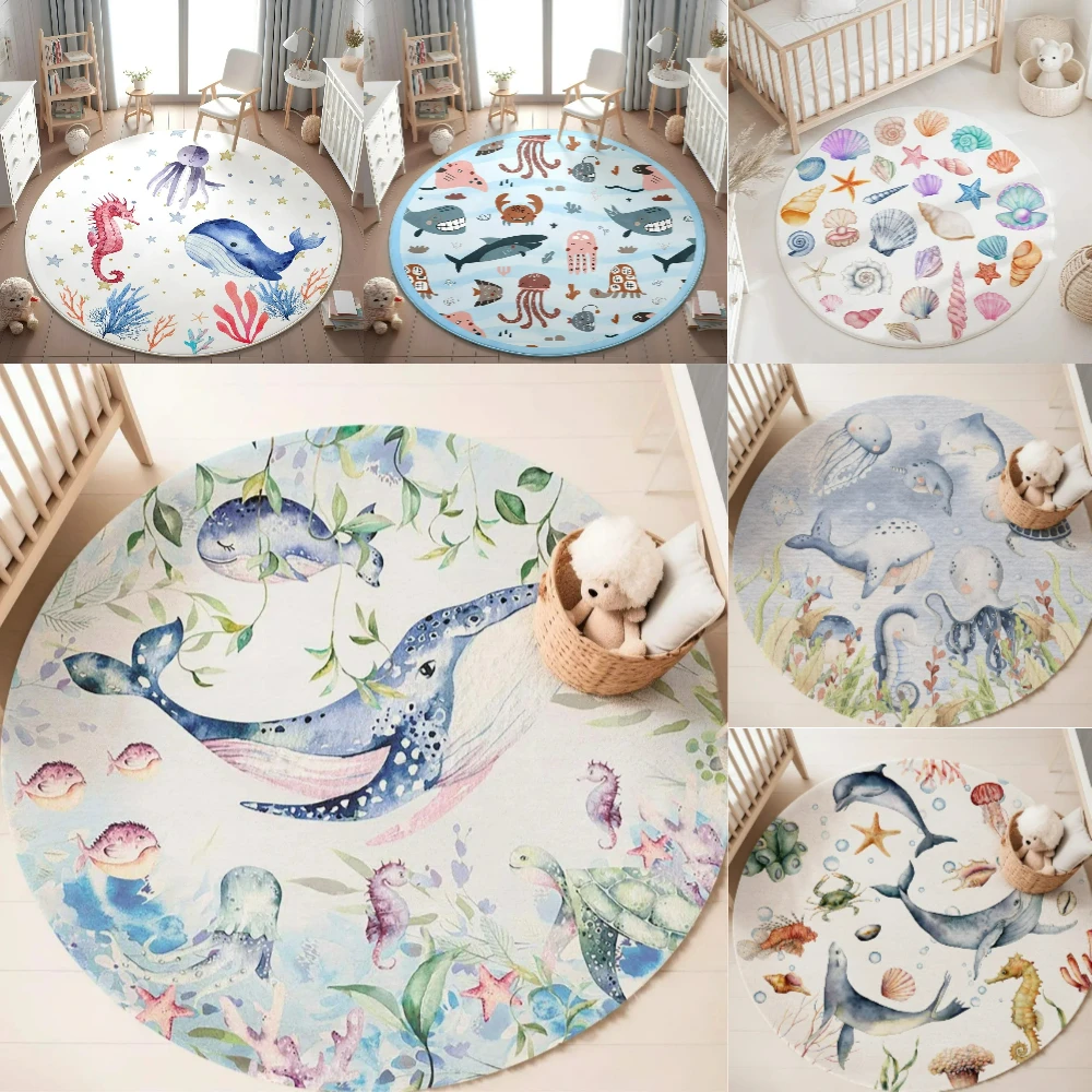 Blue Marine animal Round Carpe - Baby Nursery Carpet recensione e prezzo