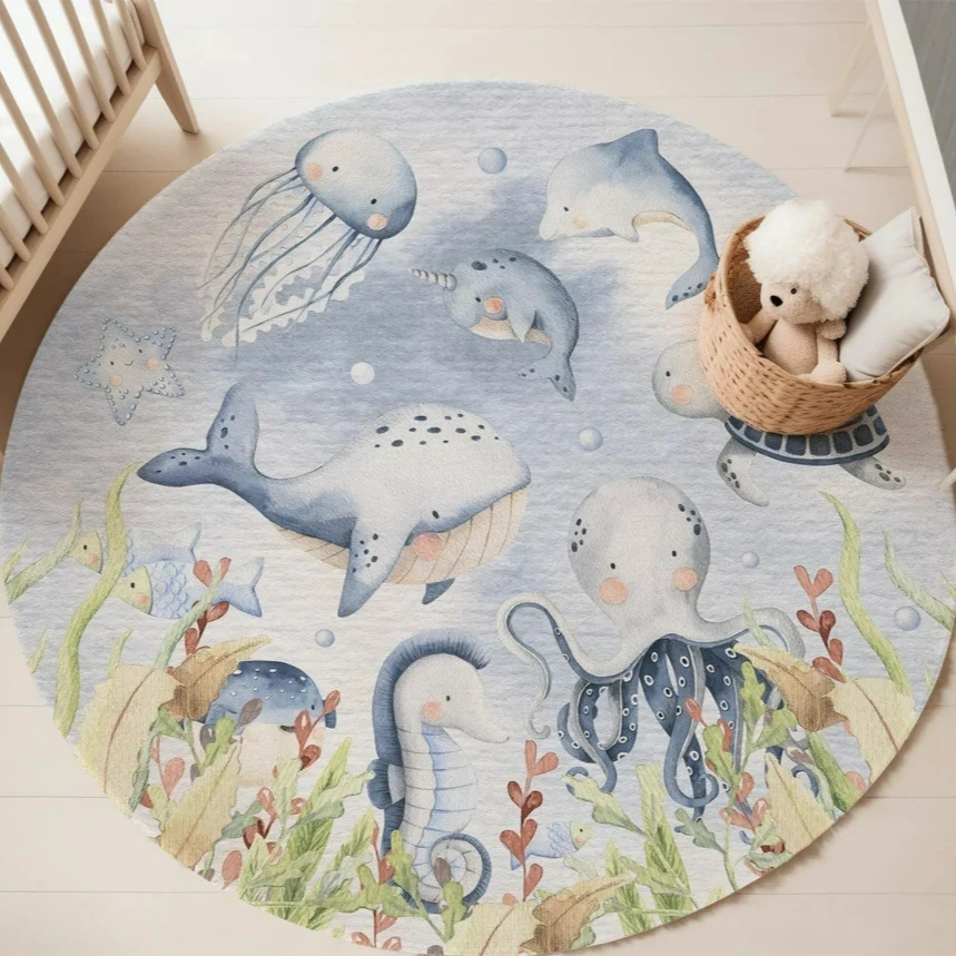 Blue Marine animal Round Carpe - Baby Nursery Carpet recensione e prezzo